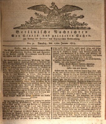 Berlinische Nachrichten von Staats- und gelehrten Sachen Dienstag 17. Januar 1815