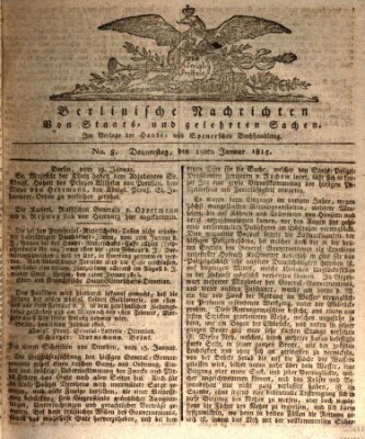 Berlinische Nachrichten von Staats- und gelehrten Sachen Donnerstag 19. Januar 1815