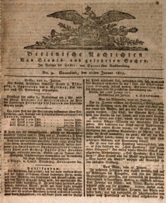 Berlinische Nachrichten von Staats- und gelehrten Sachen Samstag 21. Januar 1815