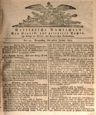 Berlinische Nachrichten von Staats- und gelehrten Sachen Donnerstag 26. Januar 1815