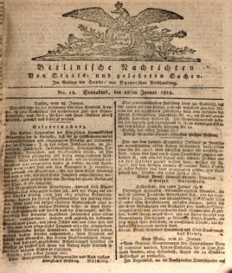 Berlinische Nachrichten von Staats- und gelehrten Sachen Samstag 28. Januar 1815