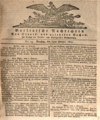 Berlinische Nachrichten von Staats- und gelehrten Sachen Dienstag 14. Februar 1815