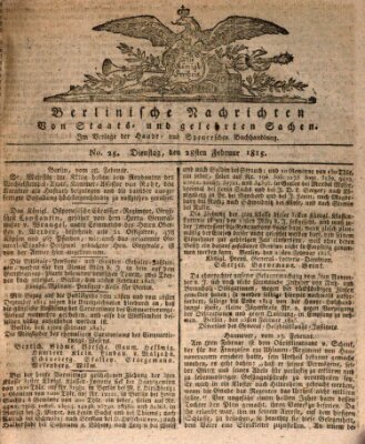 Berlinische Nachrichten von Staats- und gelehrten Sachen Dienstag 28. Februar 1815