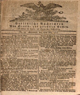 Berlinische Nachrichten von Staats- und gelehrten Sachen Samstag 18. März 1815