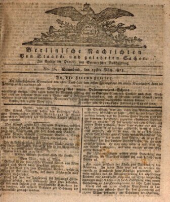 Berlinische Nachrichten von Staats- und gelehrten Sachen Samstag 25. März 1815