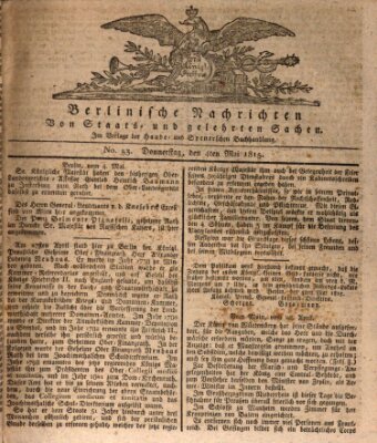 Berlinische Nachrichten von Staats- und gelehrten Sachen Donnerstag 4. Mai 1815