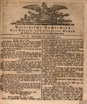 Berlinische Nachrichten von Staats- und gelehrten Sachen Donnerstag 18. Mai 1815