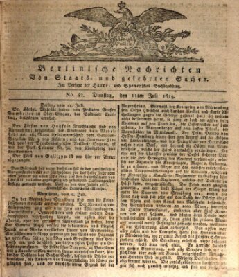 Berlinische Nachrichten von Staats- und gelehrten Sachen Dienstag 11. Juli 1815