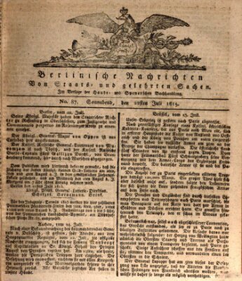 Berlinische Nachrichten von Staats- und gelehrten Sachen Samstag 22. Juli 1815