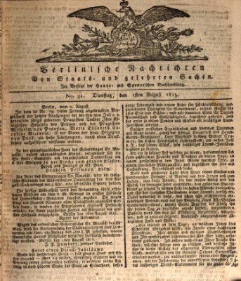 Berlinische Nachrichten von Staats- und gelehrten Sachen Dienstag 1. August 1815