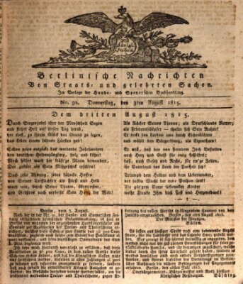 Berlinische Nachrichten von Staats- und gelehrten Sachen Donnerstag 3. August 1815