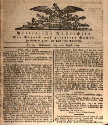 Berlinische Nachrichten von Staats- und gelehrten Sachen Samstag 5. August 1815