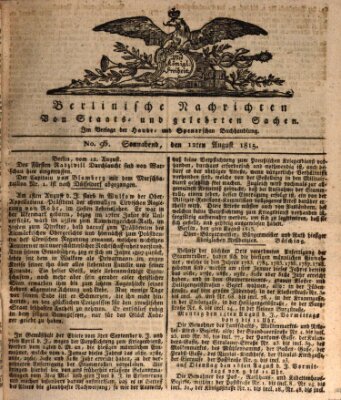 Berlinische Nachrichten von Staats- und gelehrten Sachen Samstag 12. August 1815