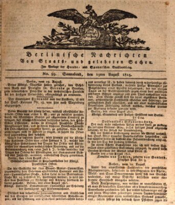 Berlinische Nachrichten von Staats- und gelehrten Sachen Samstag 19. August 1815