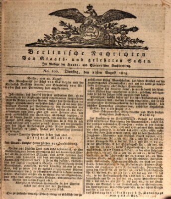 Berlinische Nachrichten von Staats- und gelehrten Sachen Dienstag 22. August 1815