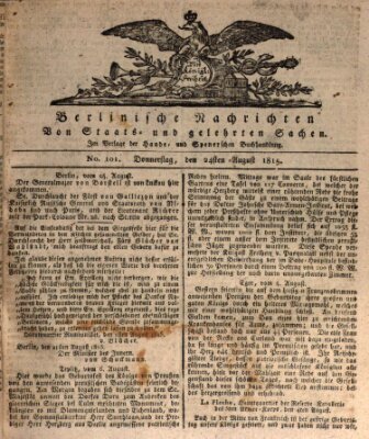 Berlinische Nachrichten von Staats- und gelehrten Sachen Donnerstag 24. August 1815