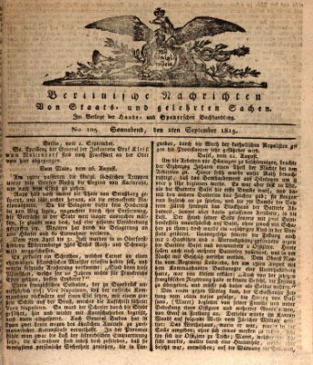 Berlinische Nachrichten von Staats- und gelehrten Sachen Samstag 2. September 1815