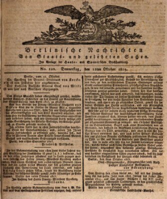 Berlinische Nachrichten von Staats- und gelehrten Sachen Donnerstag 12. Oktober 1815