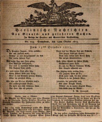 Berlinische Nachrichten von Staats- und gelehrten Sachen Samstag 14. Oktober 1815