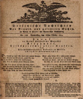 Berlinische Nachrichten von Staats- und gelehrten Sachen Donnerstag 26. Oktober 1815