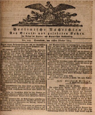 Berlinische Nachrichten von Staats- und gelehrten Sachen Samstag 28. Oktober 1815