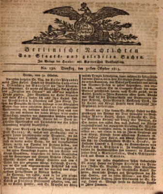 Berlinische Nachrichten von Staats- und gelehrten Sachen Dienstag 31. Oktober 1815