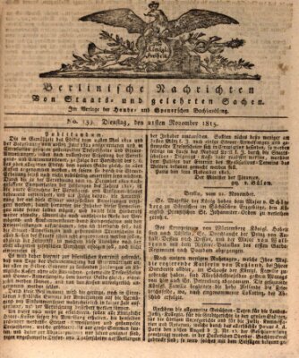 Berlinische Nachrichten von Staats- und gelehrten Sachen Dienstag 21. November 1815