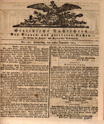 Berlinische Nachrichten von Staats- und gelehrten Sachen Donnerstag 23. November 1815