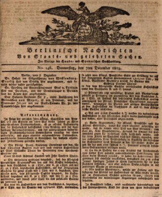 Berlinische Nachrichten von Staats- und gelehrten Sachen Donnerstag 7. Dezember 1815