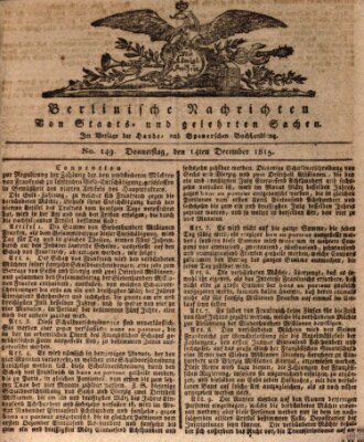 Berlinische Nachrichten von Staats- und gelehrten Sachen Donnerstag 14. Dezember 1815