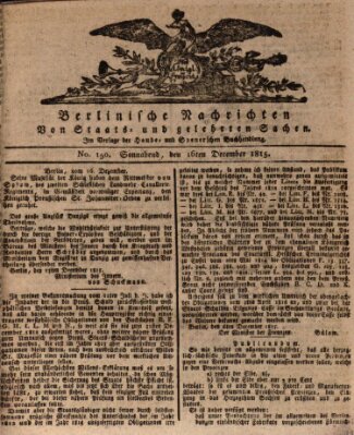 Berlinische Nachrichten von Staats- und gelehrten Sachen Samstag 16. Dezember 1815