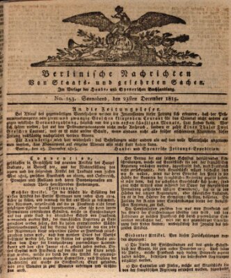 Berlinische Nachrichten von Staats- und gelehrten Sachen Samstag 23. Dezember 1815