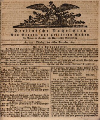 Berlinische Nachrichten von Staats- und gelehrten Sachen Dienstag 26. Dezember 1815