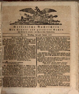 Berlinische Nachrichten von Staats- und gelehrten Sachen Dienstag 9. Januar 1816