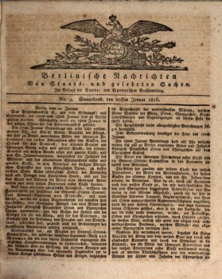 Berlinische Nachrichten von Staats- und gelehrten Sachen Samstag 20. Januar 1816