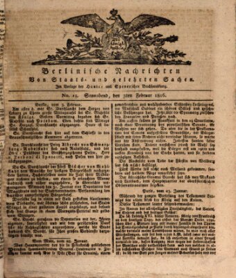 Berlinische Nachrichten von Staats- und gelehrten Sachen Samstag 3. Februar 1816