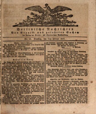 Berlinische Nachrichten von Staats- und gelehrten Sachen Dienstag 6. Februar 1816