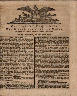 Berlinische Nachrichten von Staats- und gelehrten Sachen Samstag 2. März 1816