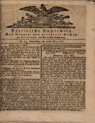 Berlinische Nachrichten von Staats- und gelehrten Sachen Donnerstag 14. März 1816