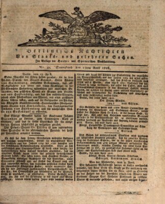 Berlinische Nachrichten von Staats- und gelehrten Sachen Samstag 13. April 1816