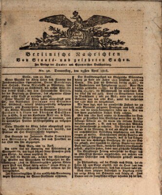 Berlinische Nachrichten von Staats- und gelehrten Sachen Donnerstag 25. April 1816