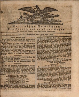 Berlinische Nachrichten von Staats- und gelehrten Sachen Samstag 27. April 1816