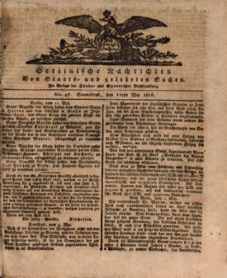 Berlinische Nachrichten von Staats- und gelehrten Sachen Samstag 11. Mai 1816