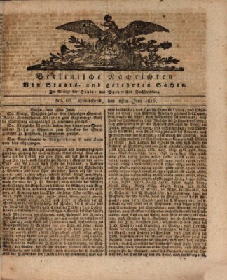 Berlinische Nachrichten von Staats- und gelehrten Sachen Samstag 1. Juni 1816