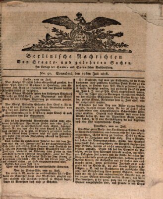 Berlinische Nachrichten von Staats- und gelehrten Sachen Samstag 27. Juli 1816