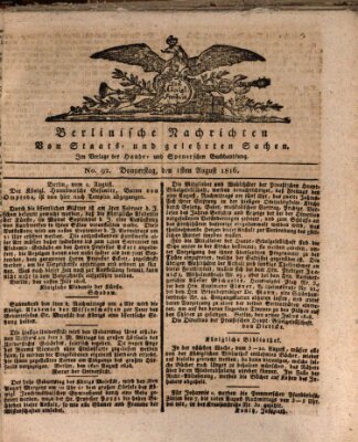 Berlinische Nachrichten von Staats- und gelehrten Sachen Donnerstag 1. August 1816