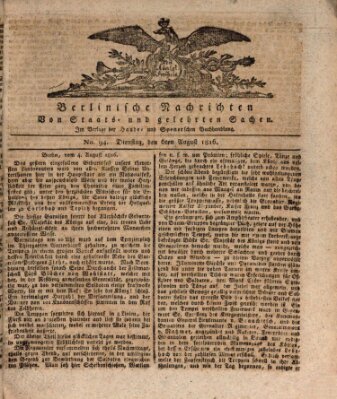 Berlinische Nachrichten von Staats- und gelehrten Sachen Dienstag 6. August 1816