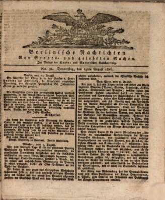 Berlinische Nachrichten von Staats- und gelehrten Sachen Donnerstag 15. August 1816