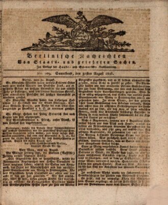 Berlinische Nachrichten von Staats- und gelehrten Sachen Samstag 31. August 1816