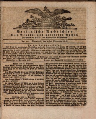 Berlinische Nachrichten von Staats- und gelehrten Sachen Samstag 21. September 1816